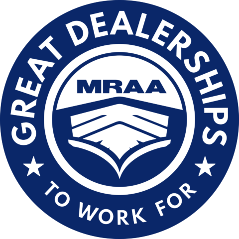 Blue and white MRAA Great Dealerships to work for logo